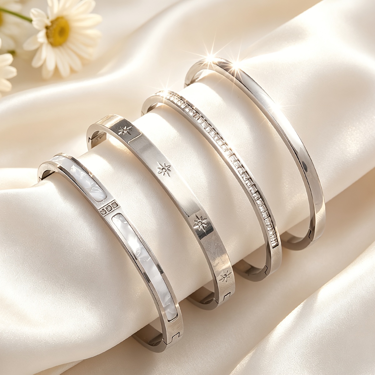 Women's Interlocking Stackable Cuff Bracelet, Hypoallergenic