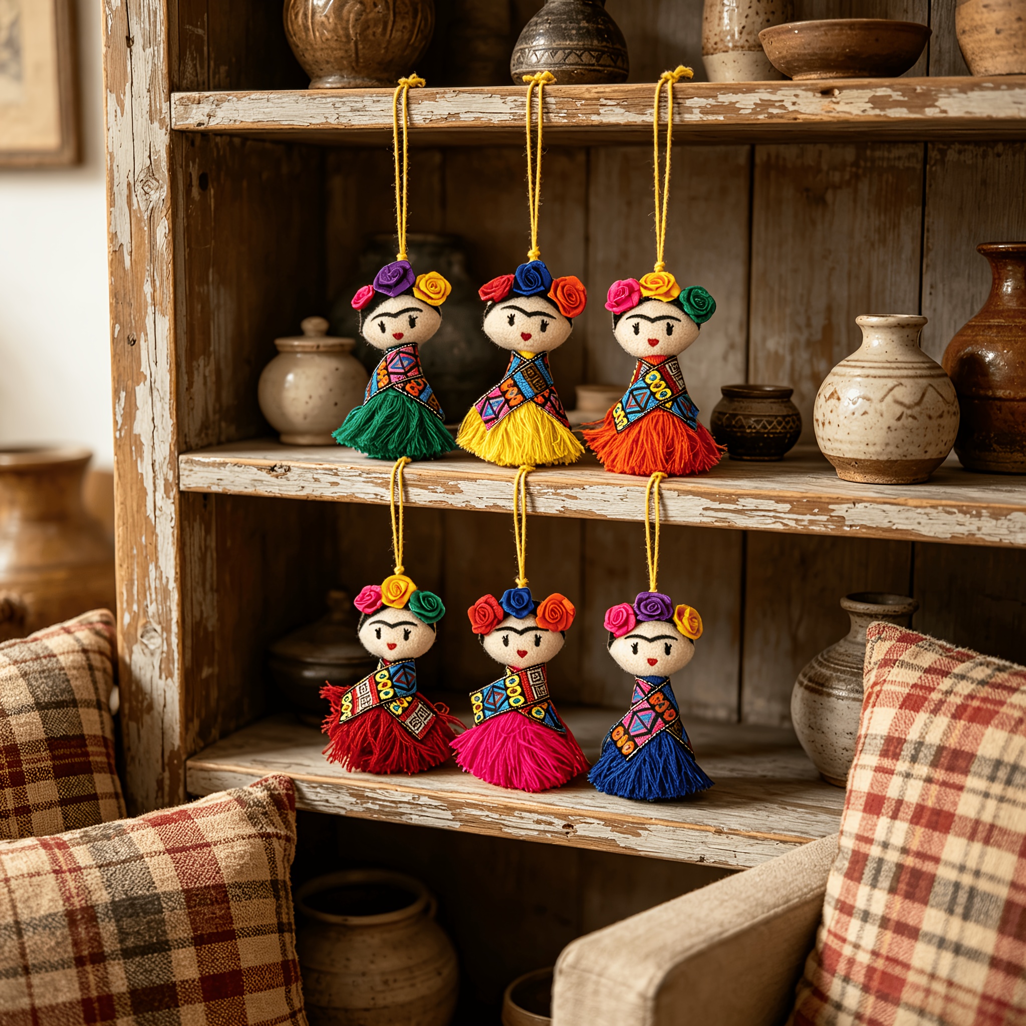 TEMU A Set Of 6 Mexican-style Pendants In , Featuring An Ethnic Yet , Perfect For Home Decor, Backpacks, Keychains, A Couple's Gift. Creative