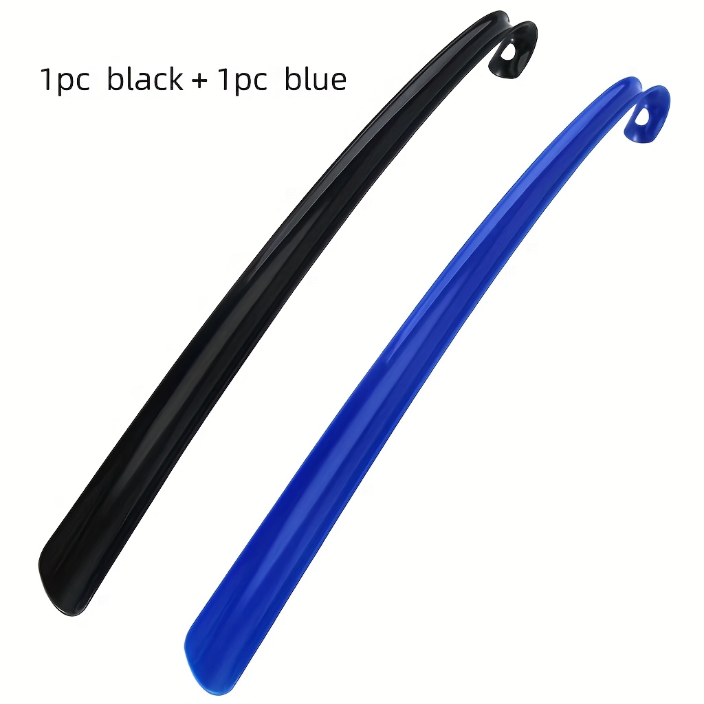 1pc/2pcs Black (Blue) Plastic Shoe Horn, No Bending Required, Lazy Slip-On Shoe Helper for Elderly and Pregnant Women, Hanging Design for Easy Storage, Essential Household Item