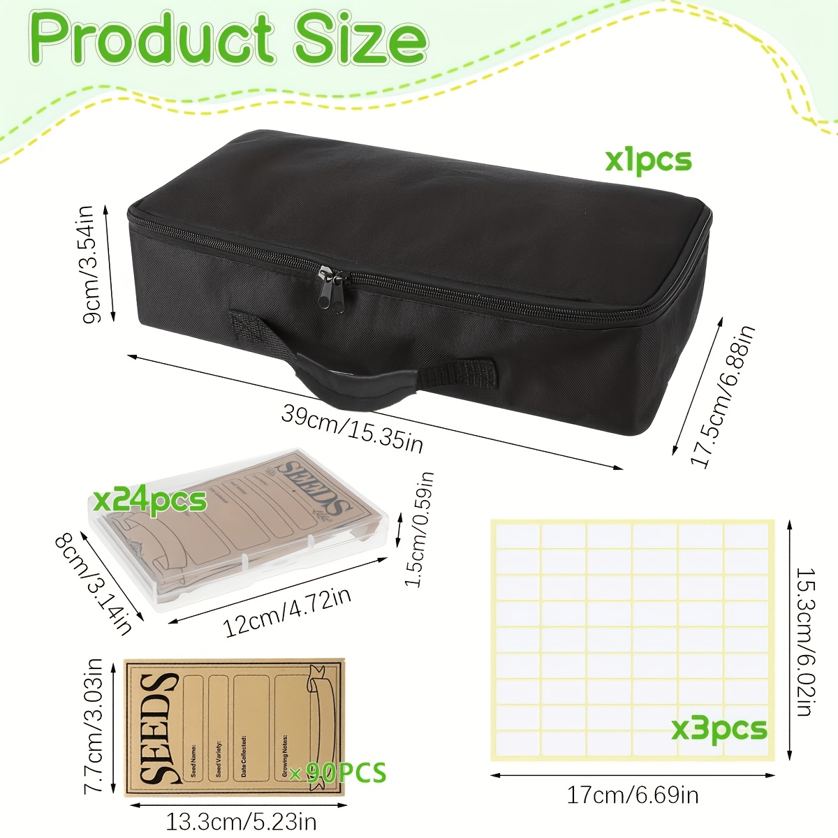Image of 24 Slots Seed Storage Organizer Box, Garden Seed Organize With 90pcs Seed Envelopes & Label Stickers, Gardening Seed Keeper Set For Flower Vegetable Plants Garden