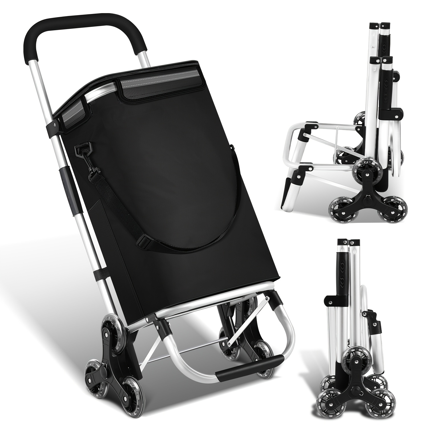 TEMU Shopping Trolley, Foldable Shopping Trolley, Shopping Trolley With Bag, Max. Load 40kg, Removable Storage Bag, 2 , Single/triangular Wheels,