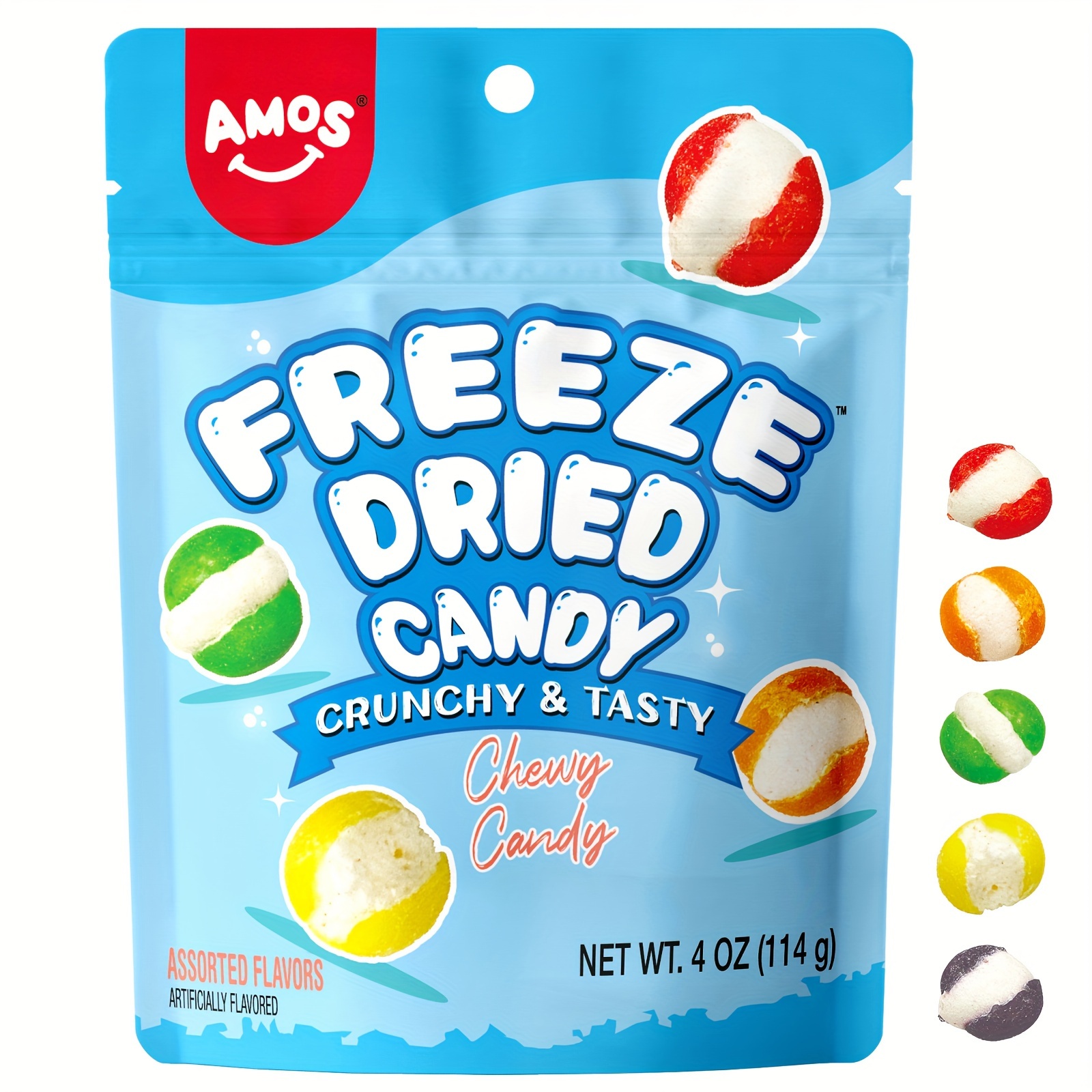 

Amos[1/2pack] Freeze Dried Skittles, Freeze Candy, Resealable 4oz Bag Sour Freeze Dried Rainbow Skittles 4oz, Halloween Candy, Halloween Gift