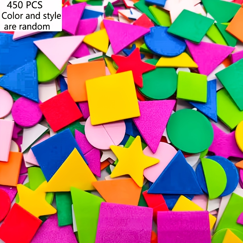 TEMU 450pcs Foam Stickers Foam Shape Stickers Colorful Self Adhesive, Circle Sticker For Crafts Foam Geometric Stickers For Scrapbooking Reward Home