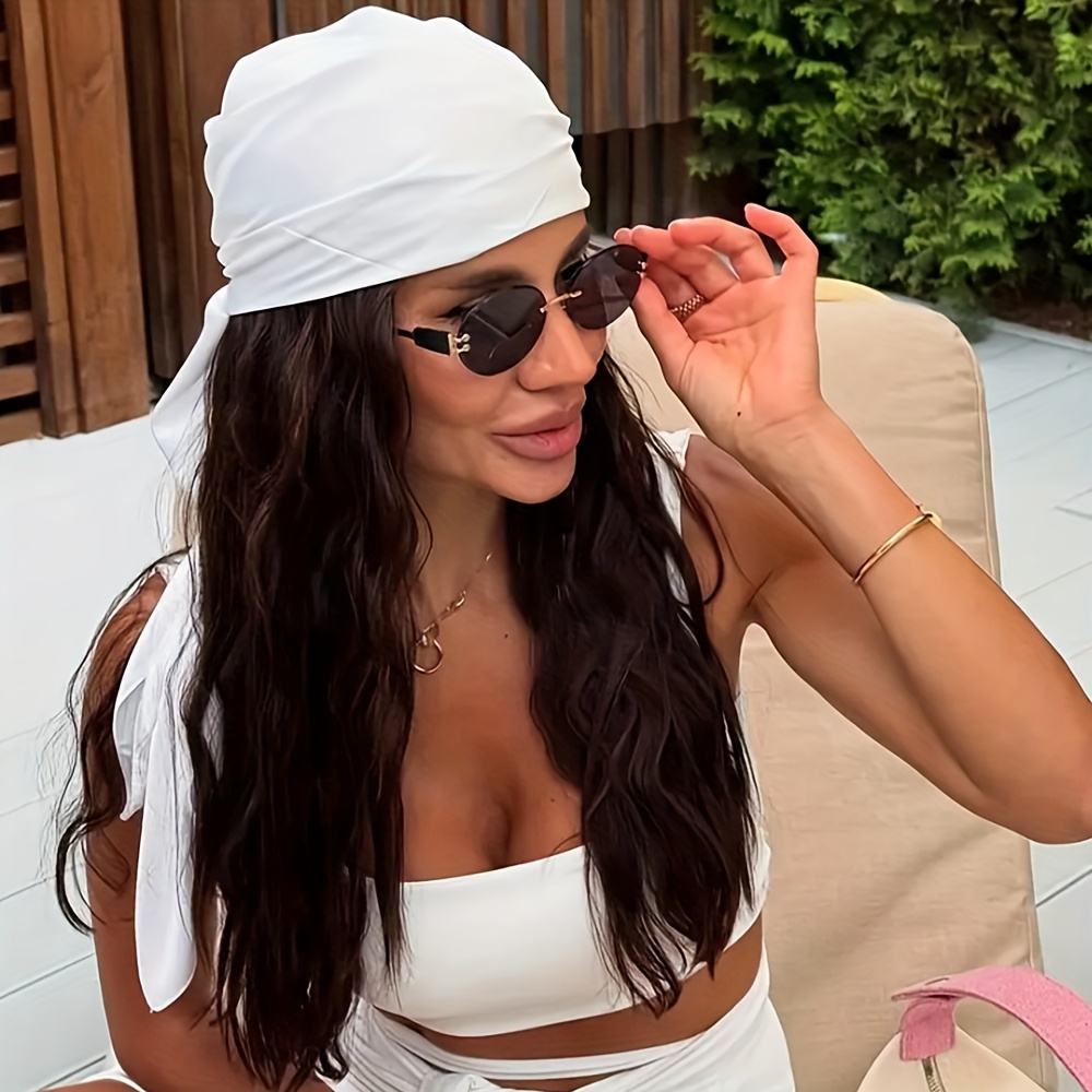 Minimalist White Satin Scarf - Multifunctional Solid Headscarf, Suitable For Summer, Beach, And Outdoor | Smooth Texture, Windproof Hair Accessories And Fashionable Decorative Accessories
