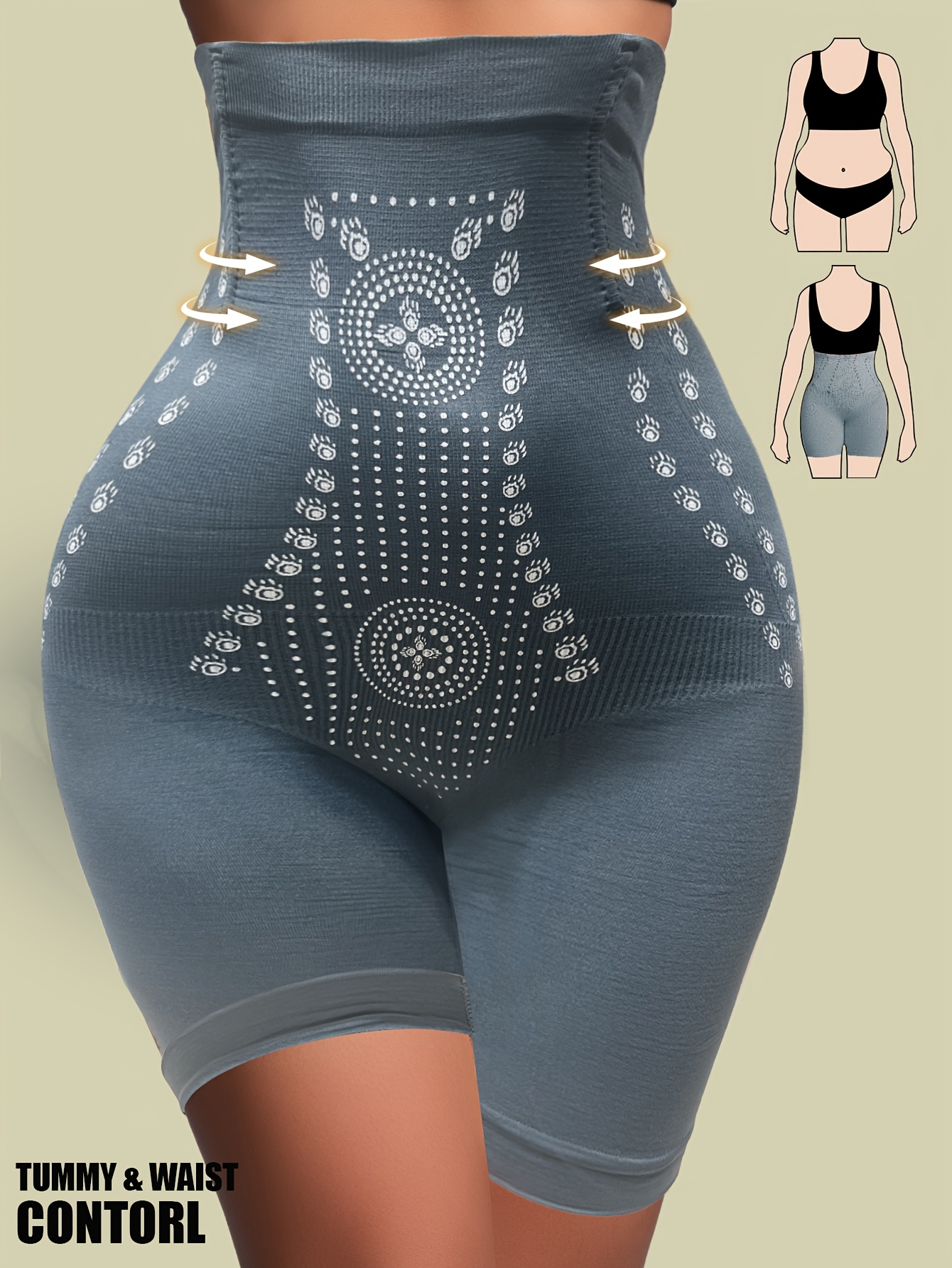 1pc High Waist Tummy Control Panties - Elegant Seamless Waist Trainer with Butt Lifter, Sheath Briefs for Women, Flat Belly & Hip Support, Black with Golden Accents, Tummy Control Shapewear, Sleek Design, Comfortable Fit