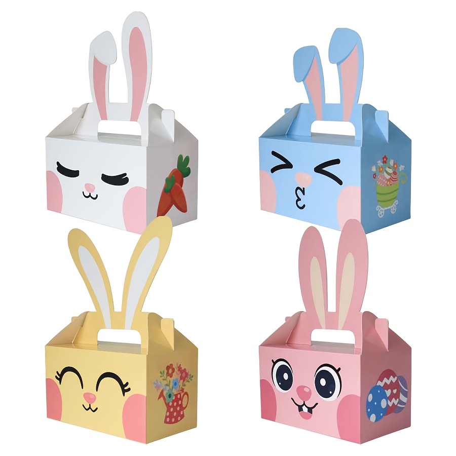 

12pcs Easter Bunny Candy Boxes, Diy Paper Gift Boxes With Handles, Favor Containers For , , Celebration Supplies