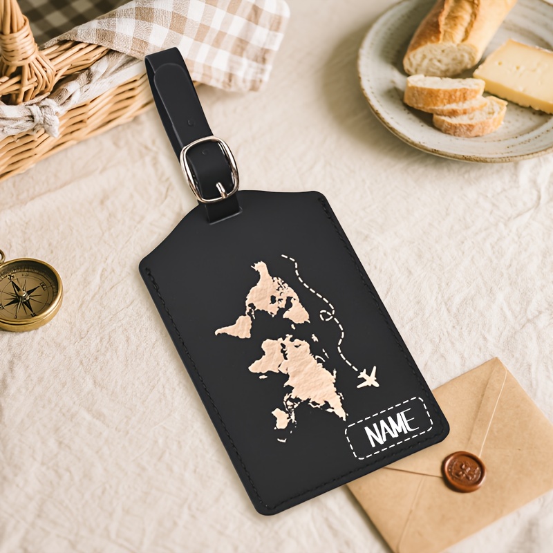 TEMU 1pc Customizable Name Map Embossed Pattern Luggage Tag, Luggage Tag, Luggage Bag Luggage Tag, Travel Luggage Tag, Colorful Fashion Luggage Tag,