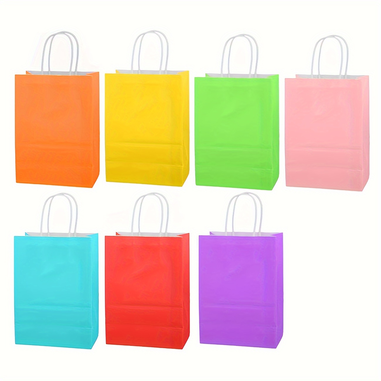 

42 Pcs Gift Bags Bulk Kraft Paper Party Favor Bags With Handle Rainbow Goodie Bags For Birthday Gift Wedding And Celebrations