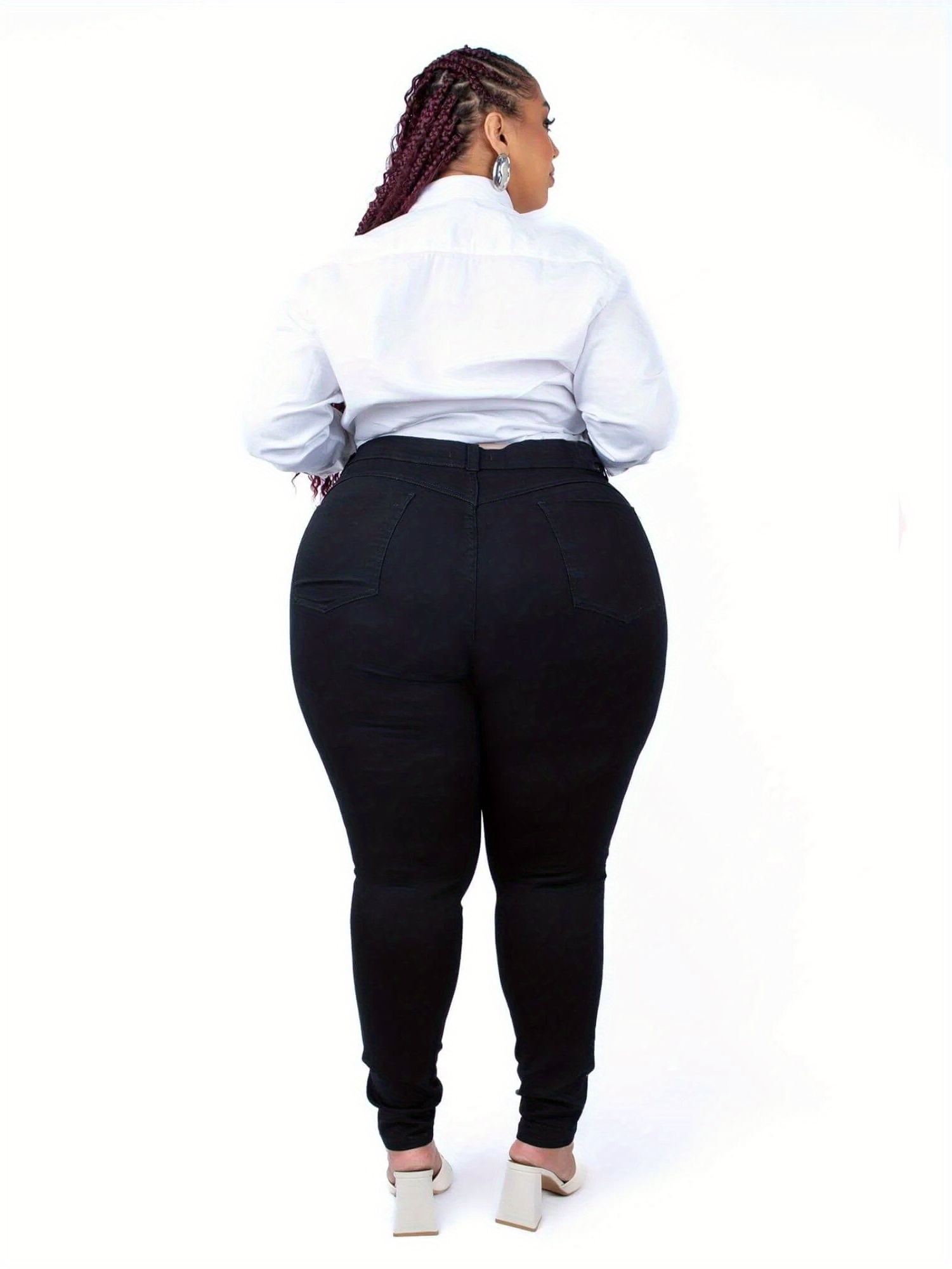 Grote maten skinny jeans met hoge taille voor dames