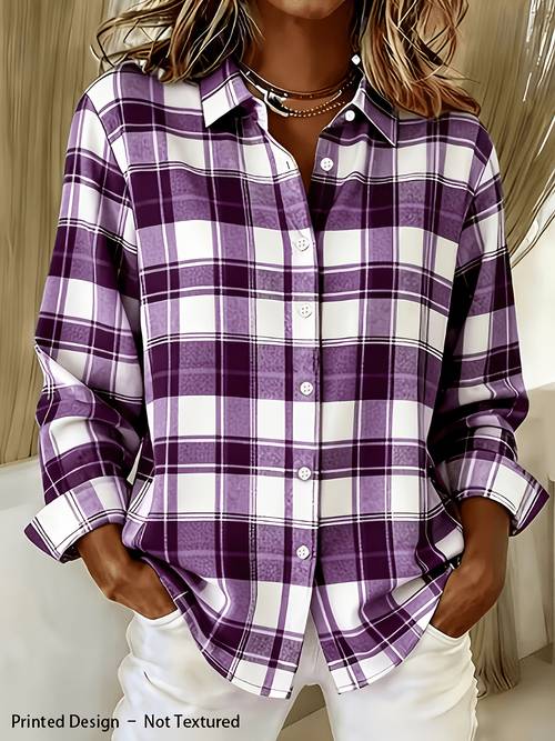 elegant special edition womens printed shirt long sleeve button shirt classic collar machine washable suitable for office commuting or formal events sophisticated casual