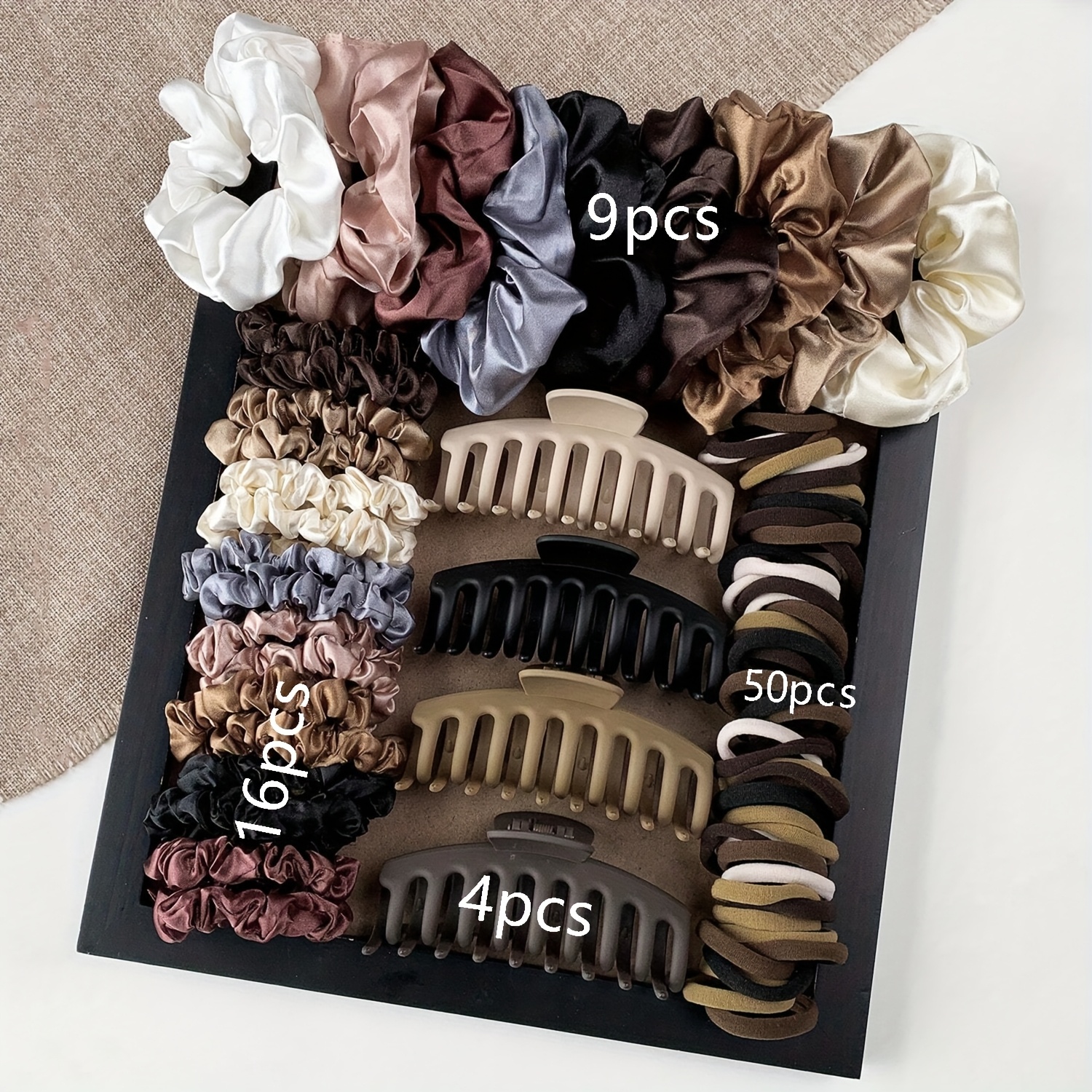 79pcs/set Of Hair Additions, Including Scrunchies, Small Hair Ties, Large Claw Clips, Suitable For Hairstyles And Styles, Ideal Gift (excluding Gift Box)