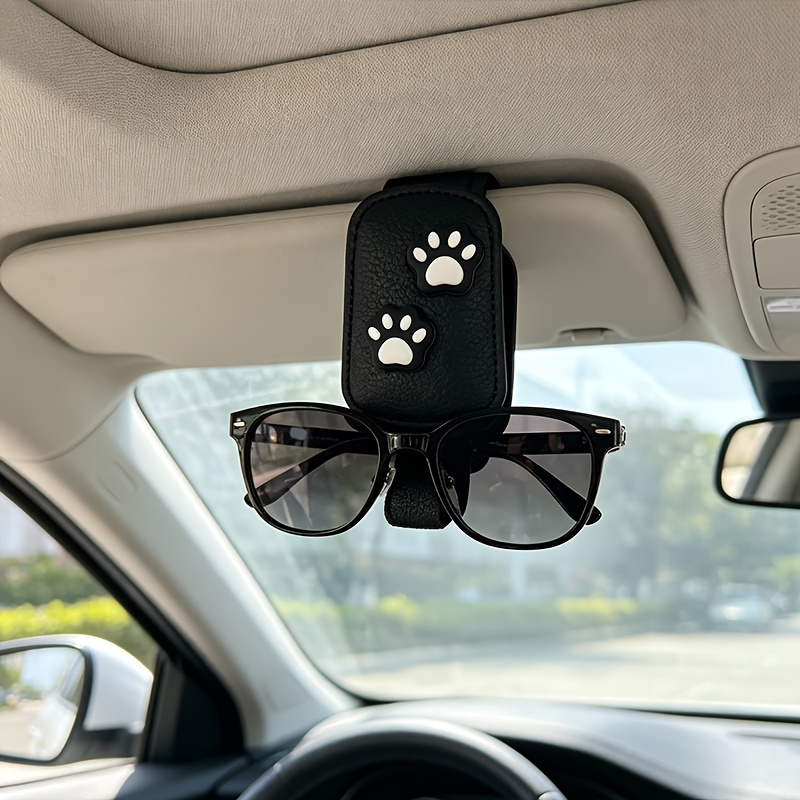 TEMU ブラック 立体猫の肉球デザイン マグネット式 車用クリップ メガネ用 な車内ファッションメガネホルダー ファッションメガネラック 紙幣クリップ 車用アクセサリー 車内装飾アイテム