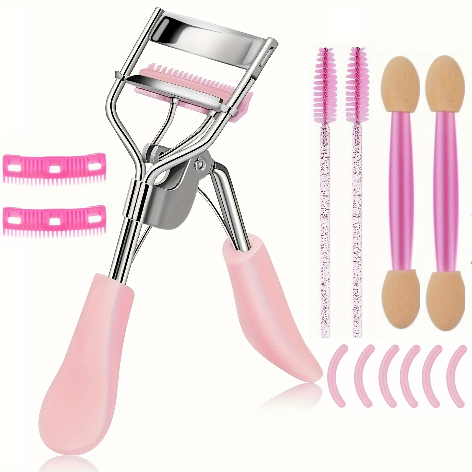 TEMU Comb Eyelash Set Tool Eyelash Curler, Mascara Separator, Eyelash Brush, Eyebrow Brush, Eyeshadow Brush, 2 Eyeshadow Brushes, 6 Eyelash Curler