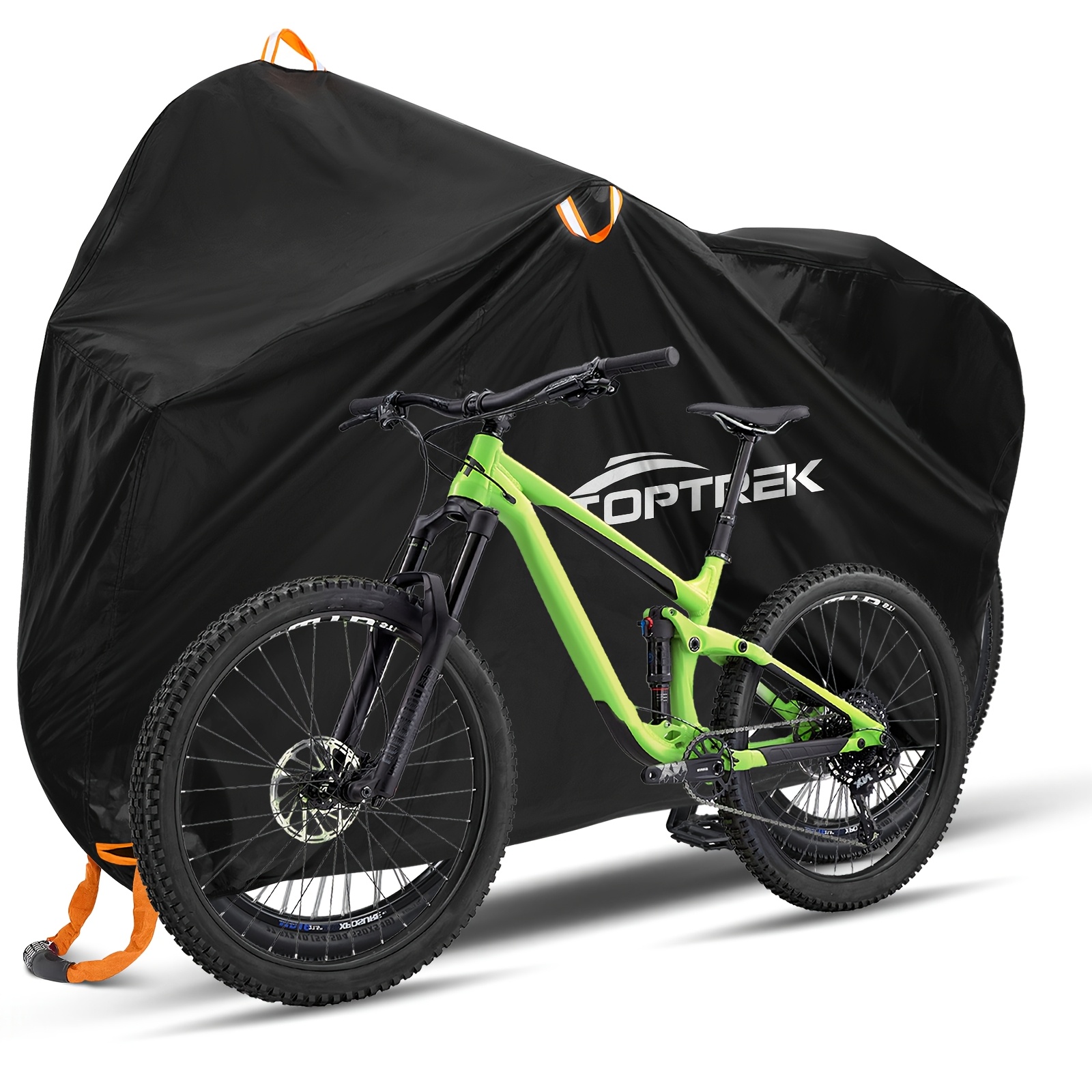 Toptrek Black Bike Cover - 210D Oxford All-Weather UV & Dustproof, Reflective Ears & Lock Hole, Durable Bike Cover for Professional & Commuter Bikes, Hand Washable