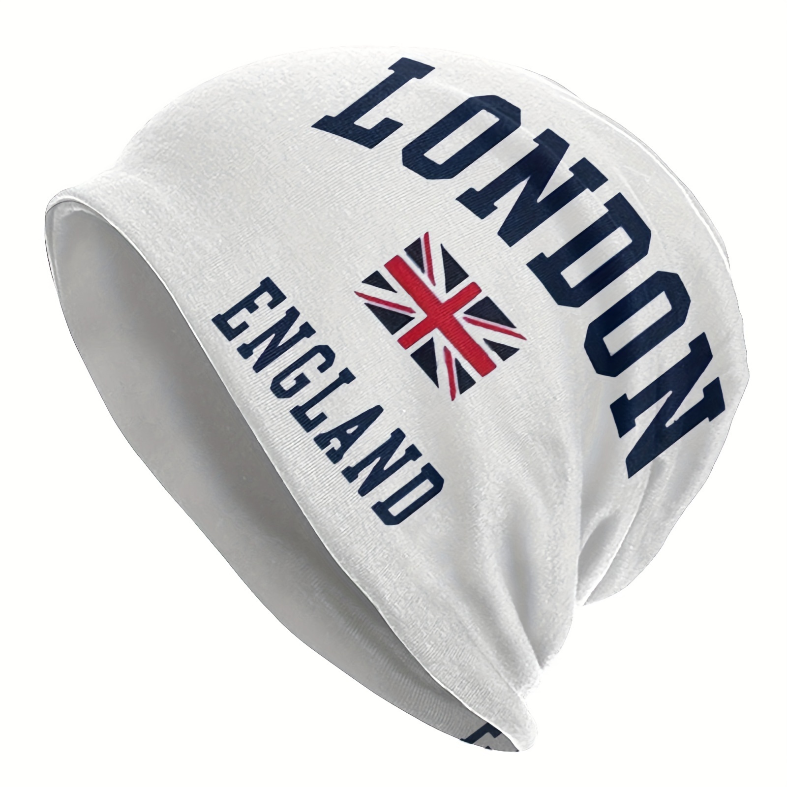 

Punk Retro Classic London England & Flag Pattern Beanie Hat, Soft Thin Style Summer Bonnet Hat For Sports, Hippie Y2k White, Ideal Choice For Gifts