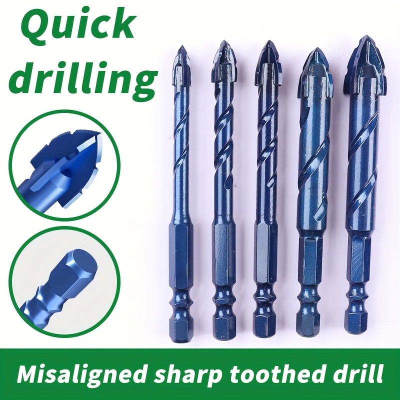 

4pcs Tungsten Steel Drill Bit Set, Quick Drilling Sharp Tooth, Dry Toothed Drill Bits For Concrete, Marble, And Tile - 6mm, 8mm, 10mm, 12mm Sizes