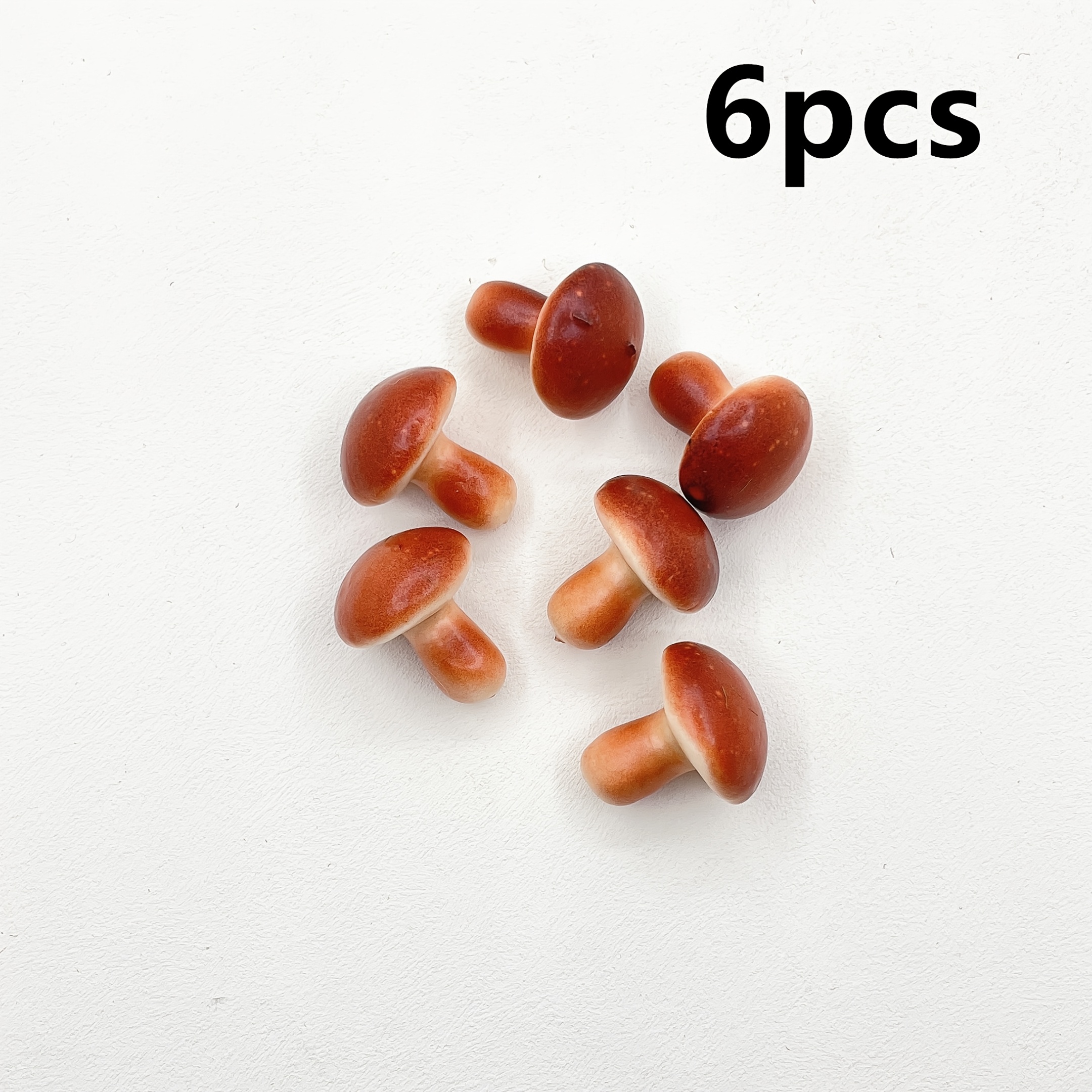 TEMU 6pcs Mini Plastic Foam Artificial Plants Straw Mushrooms, For Props, Home Decoration And Photography Props, Wedding Decoration, Holiday Party