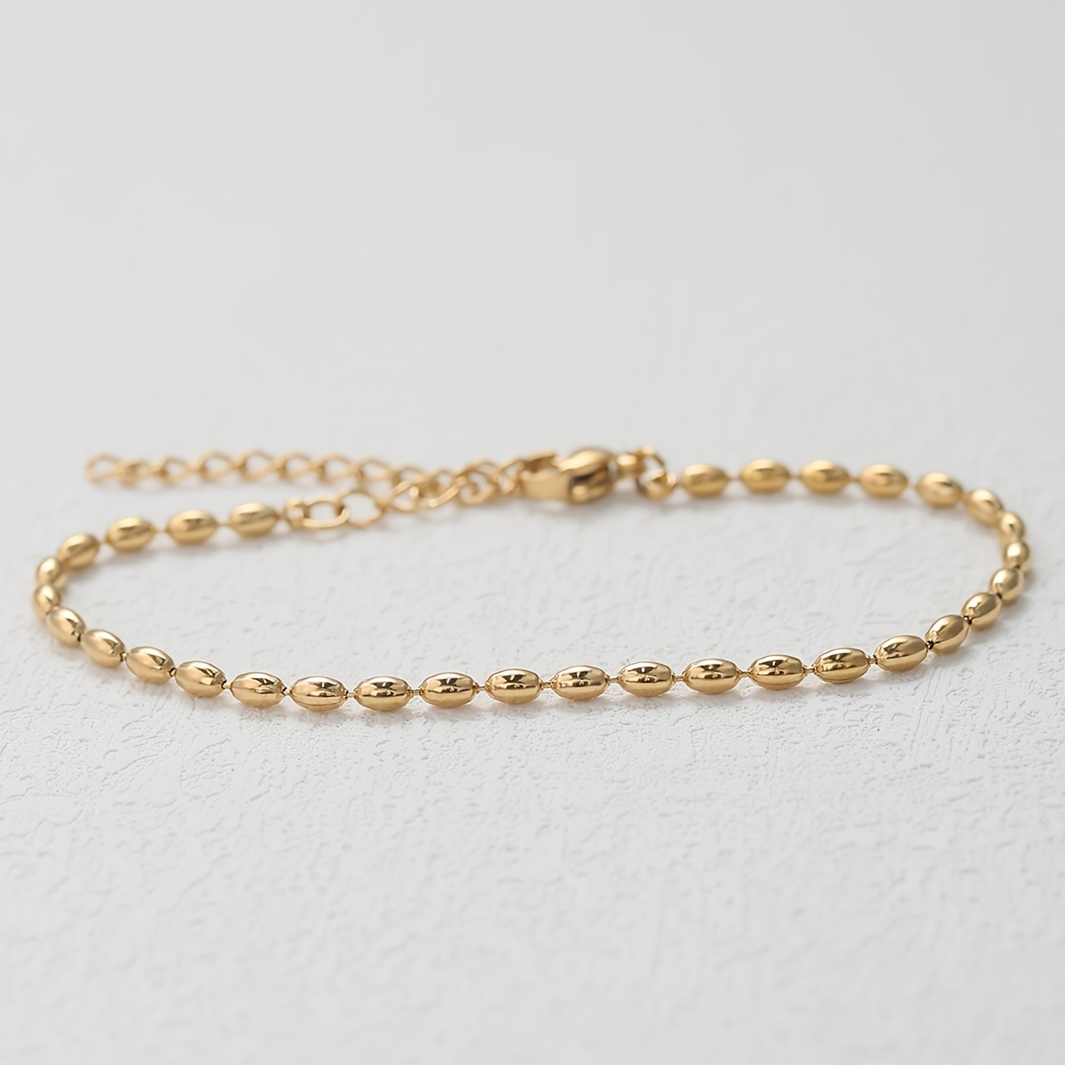 1pc Stainless Steel Bracelet For Women Bead Golden Bracelet Dainty Adjustable Chain Bracelet Oval Bead Chain For Women Gifts