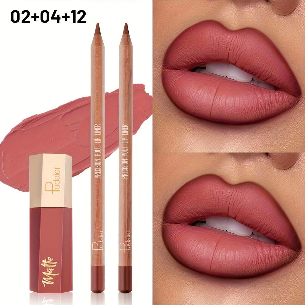 Image of A Set Of 3 Items Including Lip Liner And Lip Gloss - Features A Matte End, Accurately Shapes The Lips, Lip Volume, Has A Waterproof Formula, And Is Ideal For Everyday Application