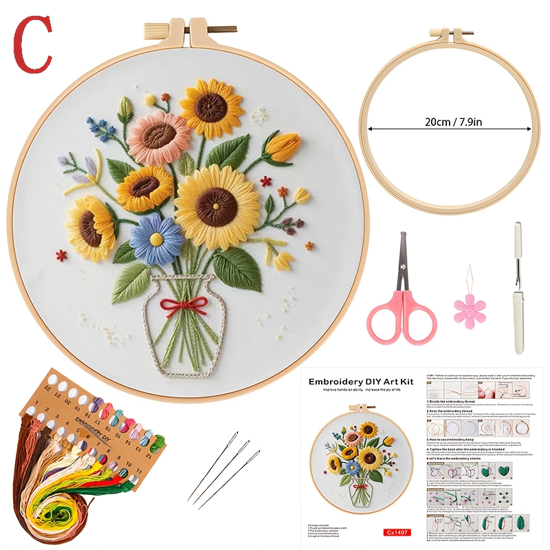Sunflower Patterns Embroidery Kits for Beginners