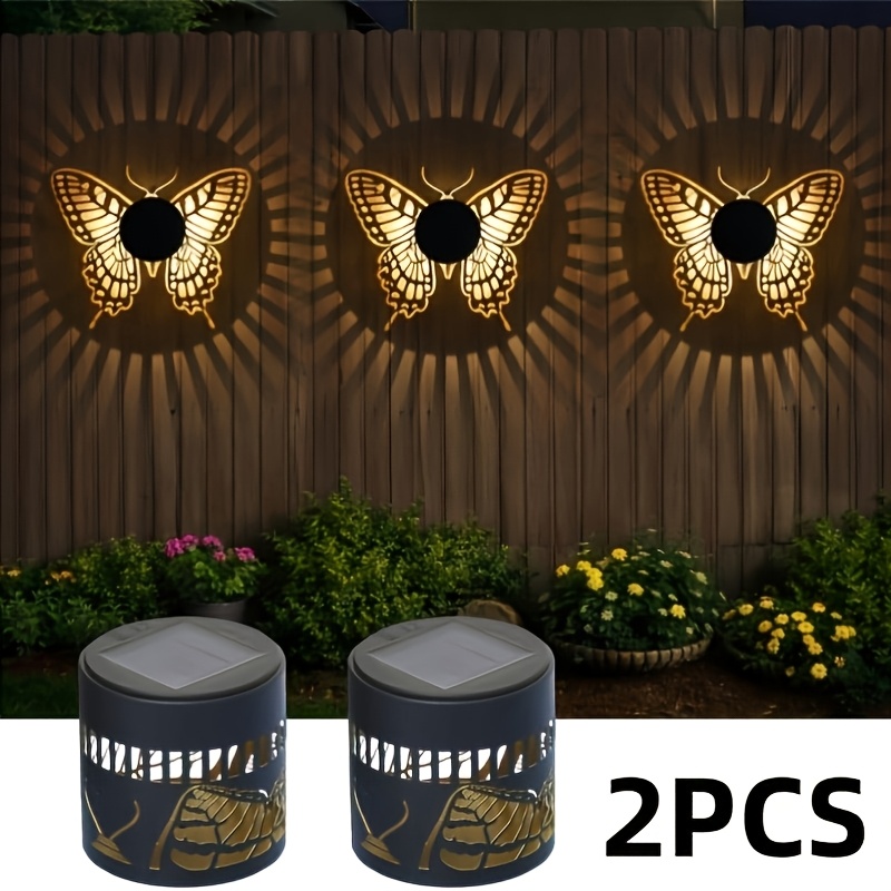TEMU Solar Fence Lights Metal Lantern 2/4pcs, Solar Powered Outdoor Deck Step Wall Lights, Mandala Theme Lights Ip65, 800mah Solar Landscape Light