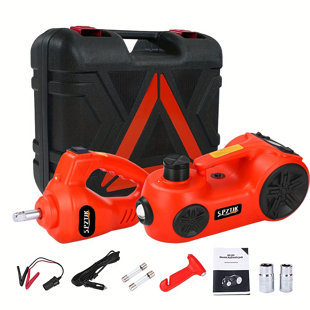 TEMU 3-in-1 Electric Hydraulic Car Jack Kit, 12v Ton Car Jack Kit, Led Flashlight And Electric Impact Wrench, Garage Repair Kit For Suv, Mpv, Car, Truck Tire Replacement, Valentines Day Gift For Man
