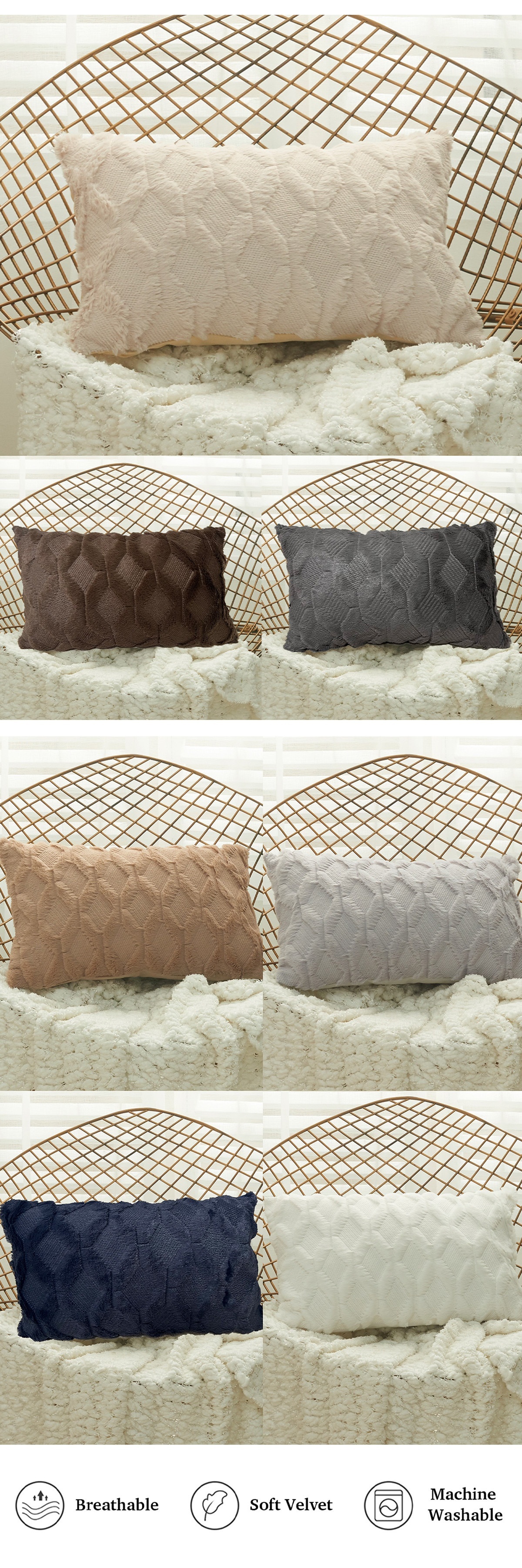 ultra soft plush     pillow cover with solid   cozy comfortable zip closure   only   living room bedroom and sofa decor details 1