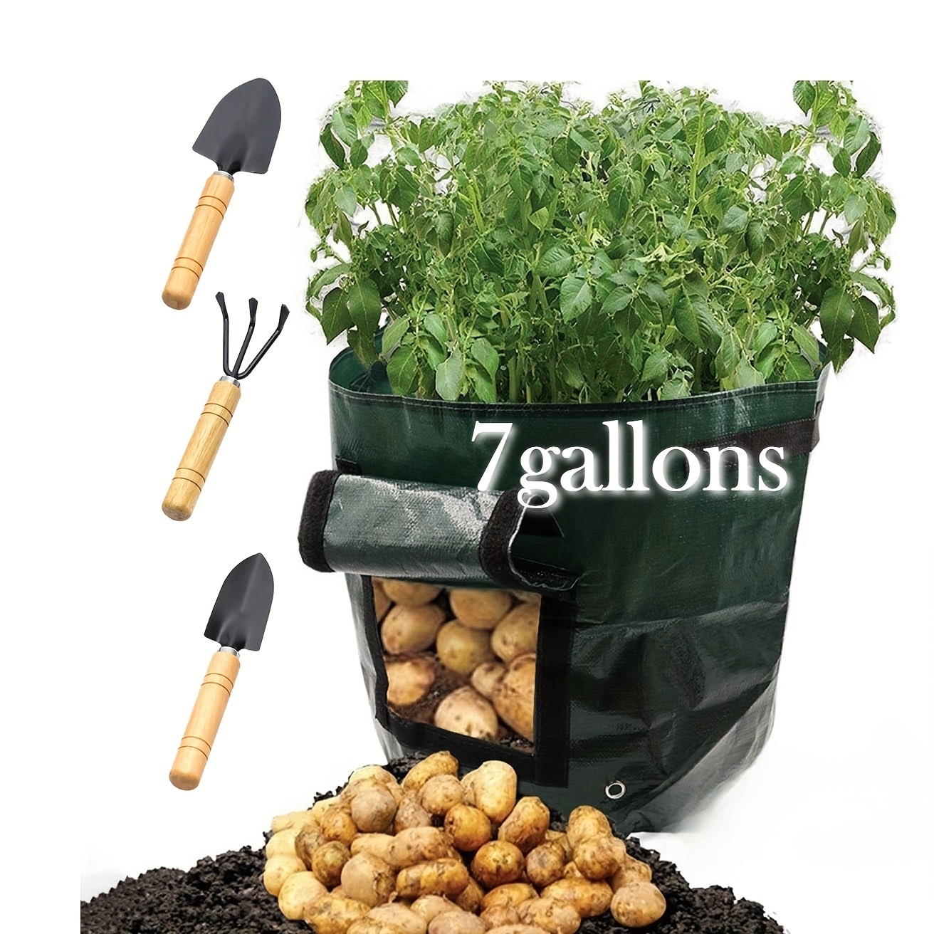 E-shop Kartoffel Pflanzbeutel Set, (. Pflanzbeutel und 3 Stk. Pflanzwerkzeuge) mit Deckel, zum Pflanzen von Kartoffeln, Karotten, Tomaten und Zwiebeln,