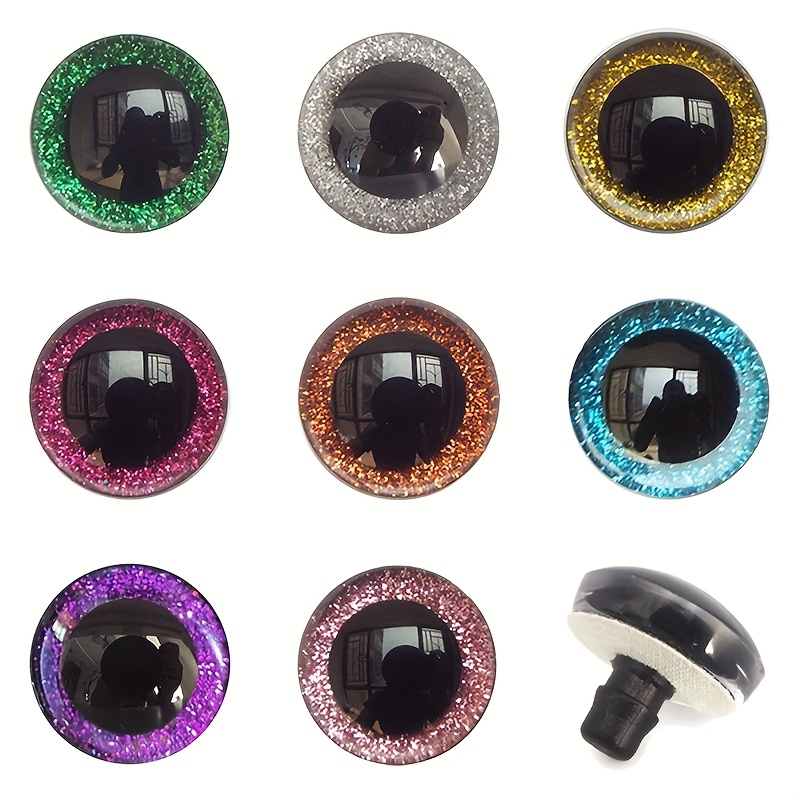 16pcs Safety Craft Eyes Set With Washers - Snap-in For Crochet & Plush Animal Making, Assorted Colors