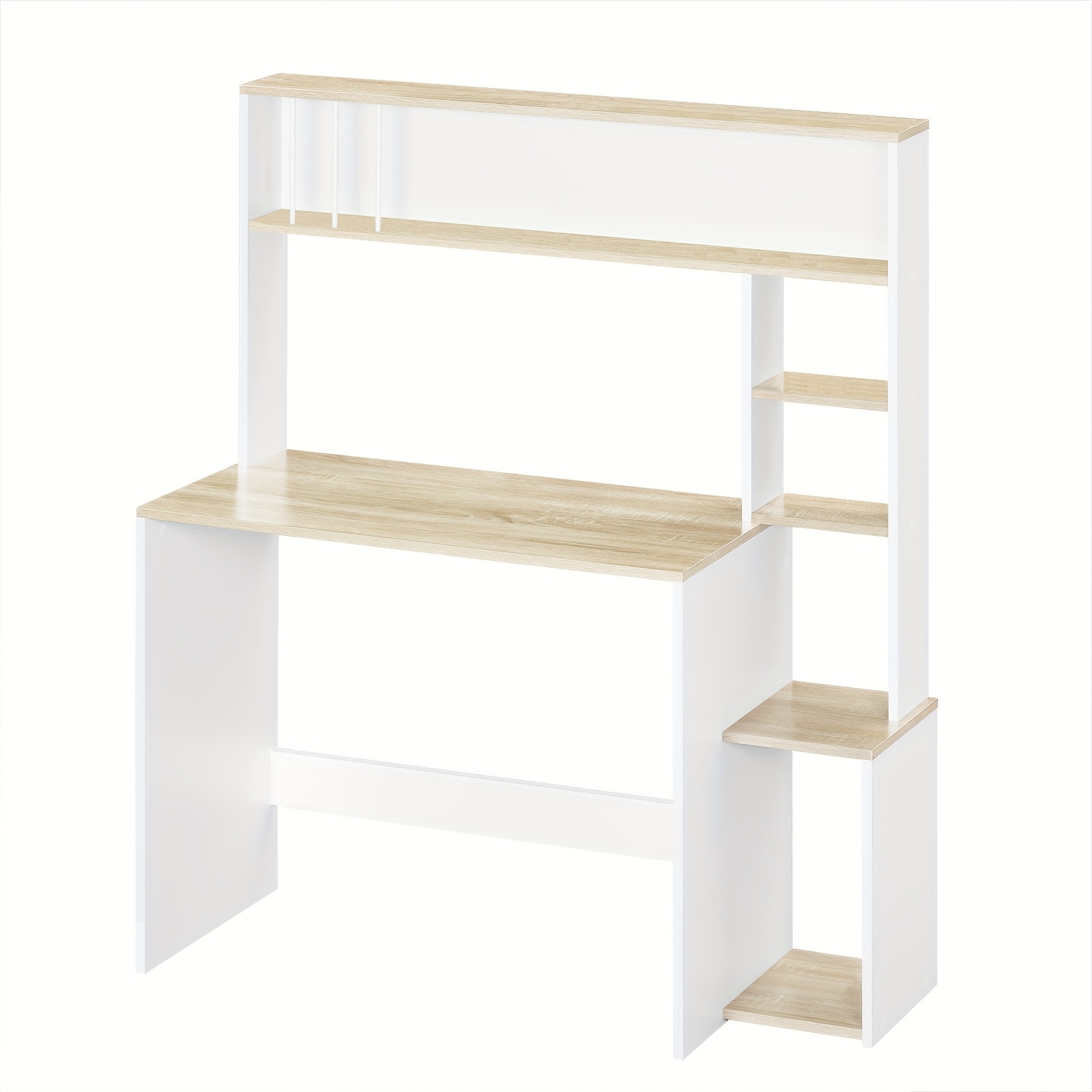 1pc Desk, Computer Desk With Shelf, 5 Shelves, Work Desk, Game Table With Storage, Computer Desk, Suitable For Home, Office Or Living Room
