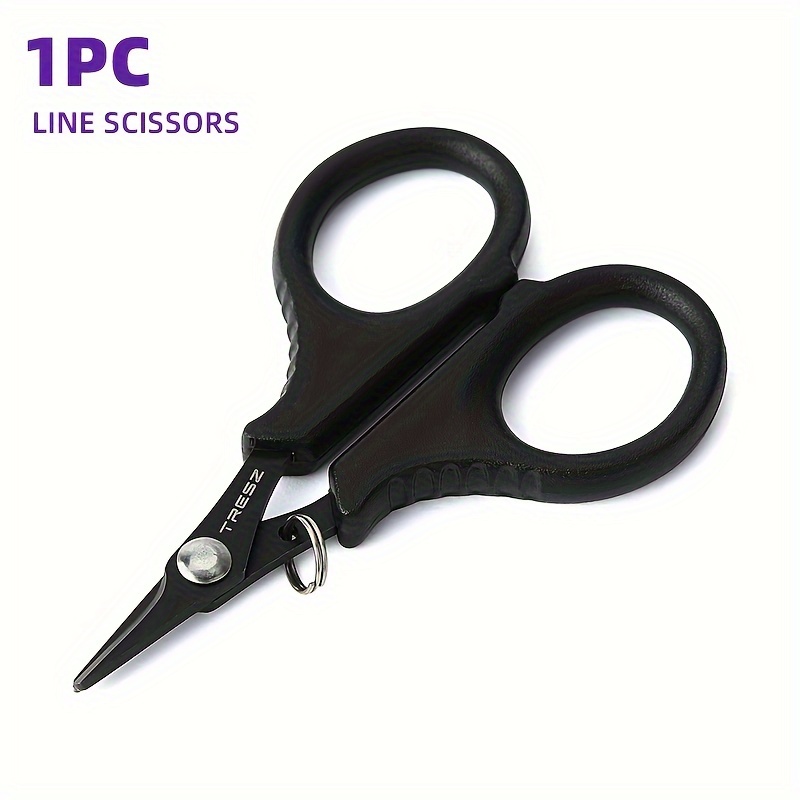 TEMU Tresz Stainless Steel Fishing Scissors | Small Single-sided Serrated Line Cutter For Nylon And Carbon Lines, Sharp And Rust-proof With Spring