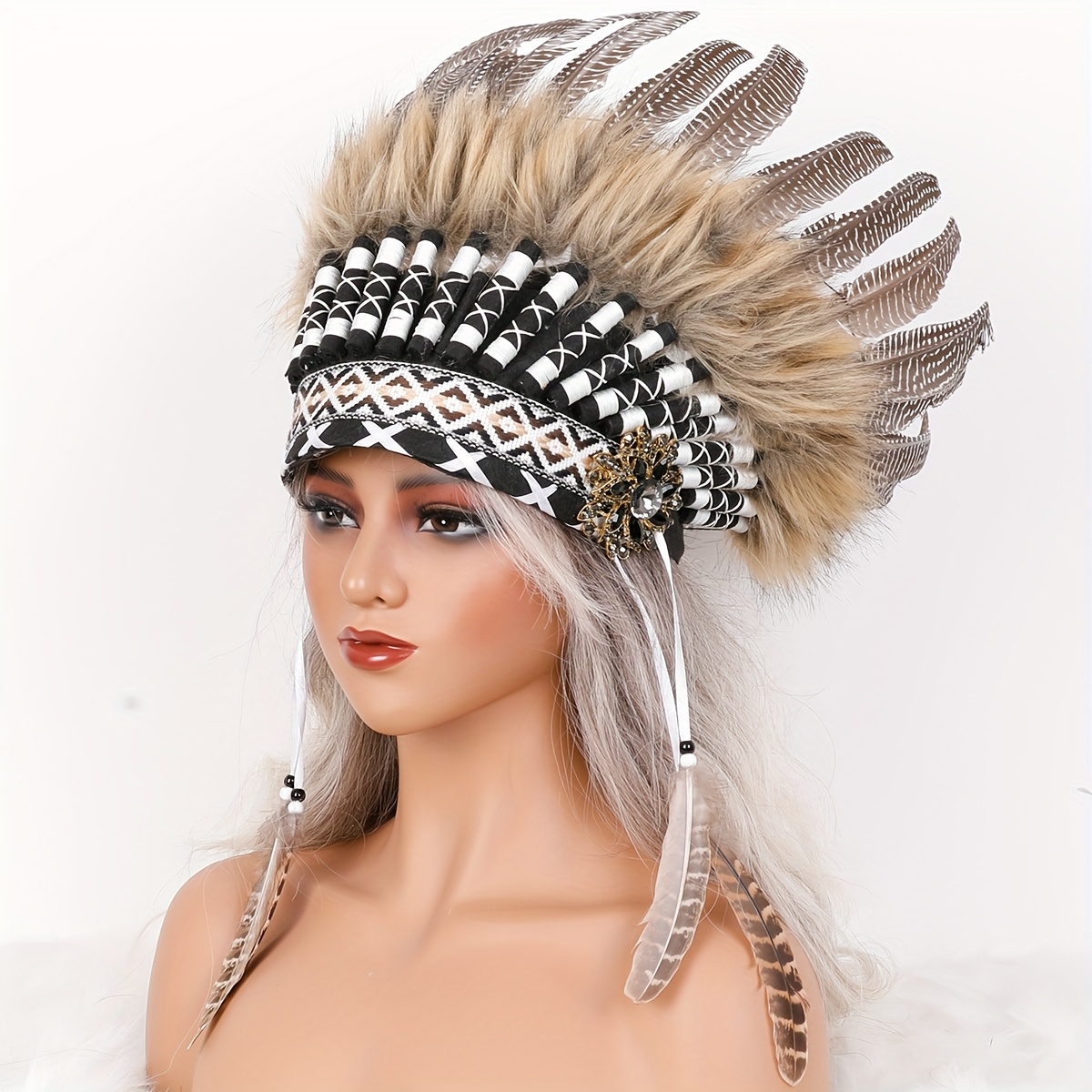 feather headdress sold on Temu United States display picture 2