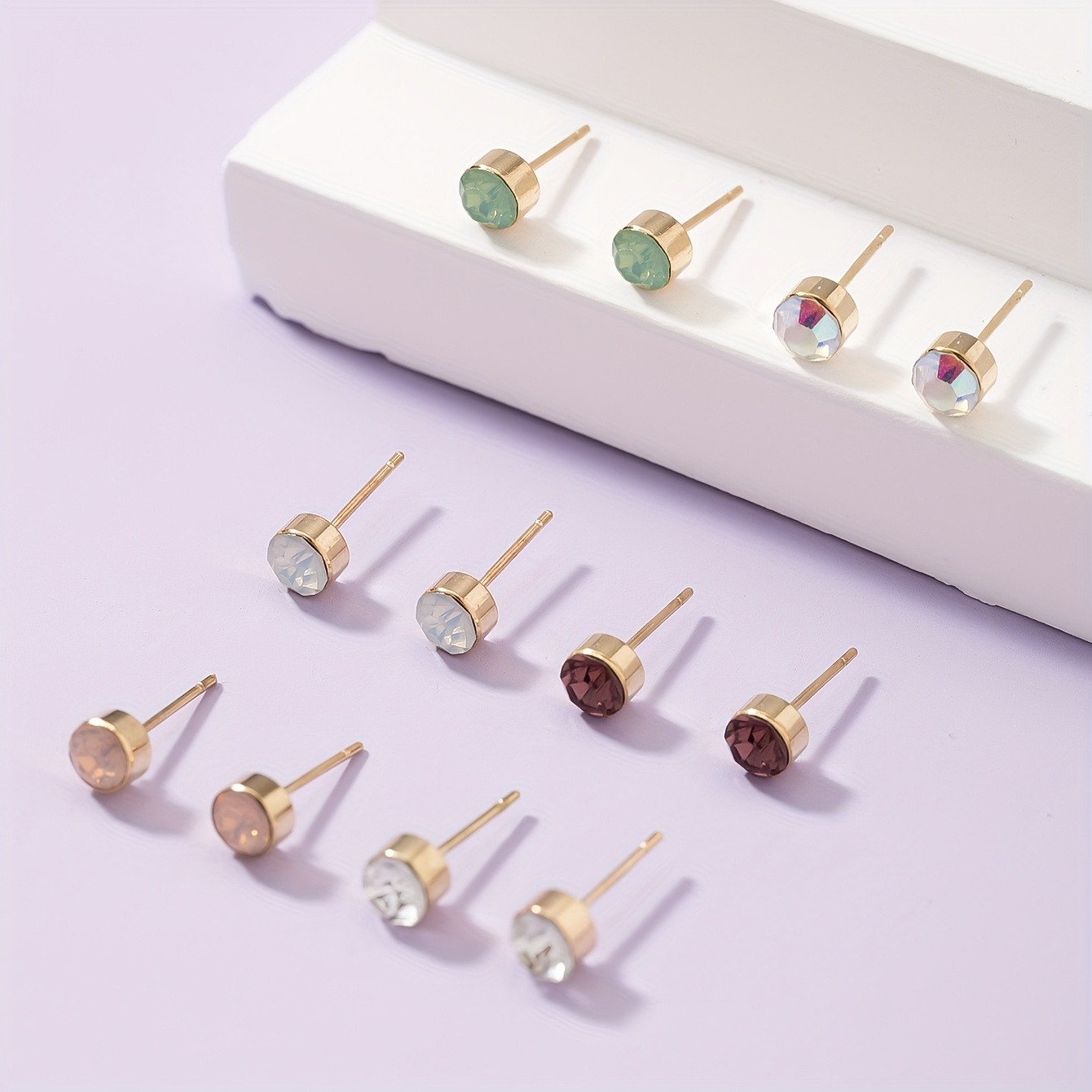 6 Pairs Metal Rhinestone Holiday Earrings Set