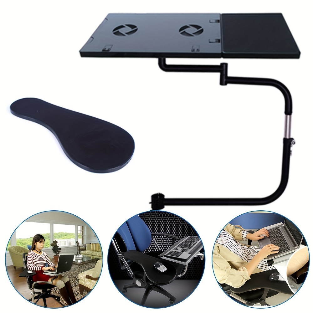 Image of Adjustable Stainless Steel Laptop Stand, Ergonomic Keyboard And Mouse Support Rack, Durable And Portable With Under-desk Organizer Tray