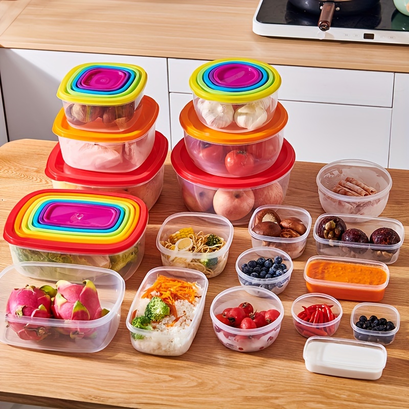 

Rainbow Stackable Food Containers: 4/5/6/7 Piece Sets With - Home, Office, Or - Handwashable, Microwave, And Dishwasher Safe - Reusable Plastic - Suitable For Fridge, Freezer, And Microwave Storage