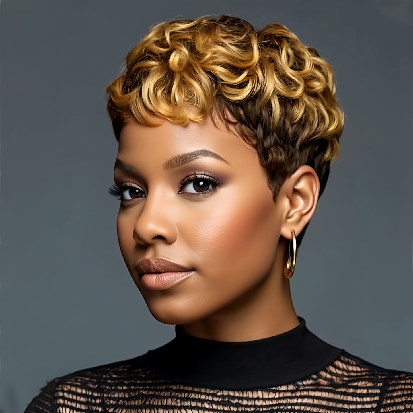 TEMU A Short, Blonde Wig Featuring Curly Bangs, Ideal For Short Hairstyles. This Synthetic Cut Wig Is Perfect For Women And Suitable For Occasions
