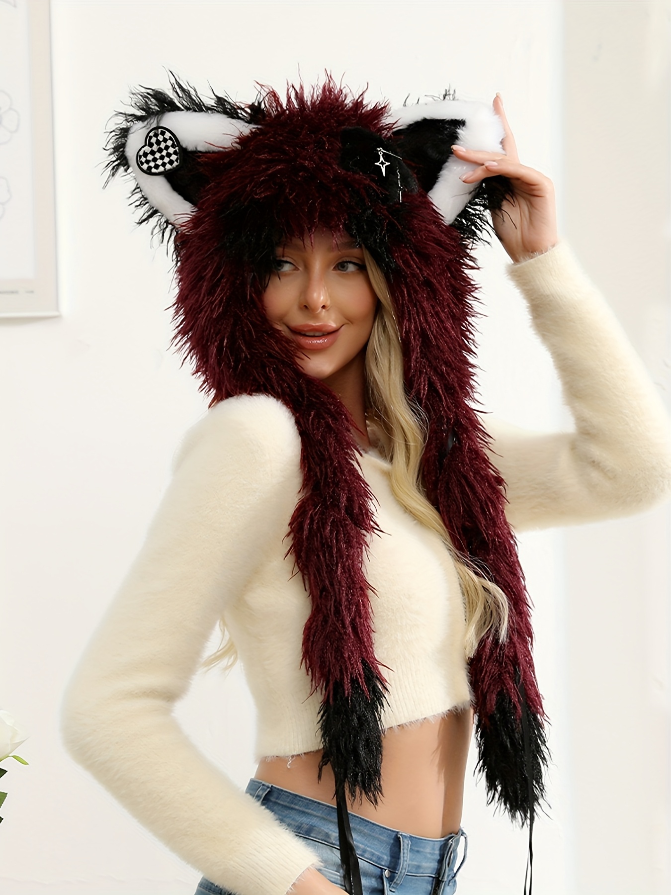 original y2k cat ear hat lolita style fluffy star - Temu display picture 2
