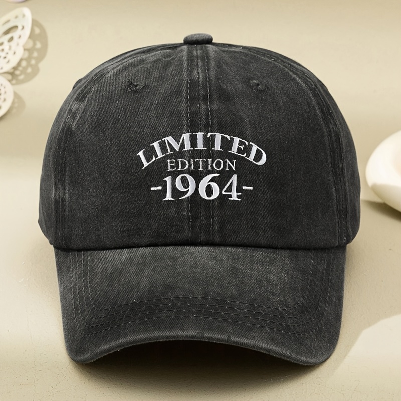 TEMU 1964 Embroidered Washed Baseball Cap For Outdoor Leisure, Featuring Floral Embroidery, Lightweight Vintage Style For Spring And Summer, Couple's