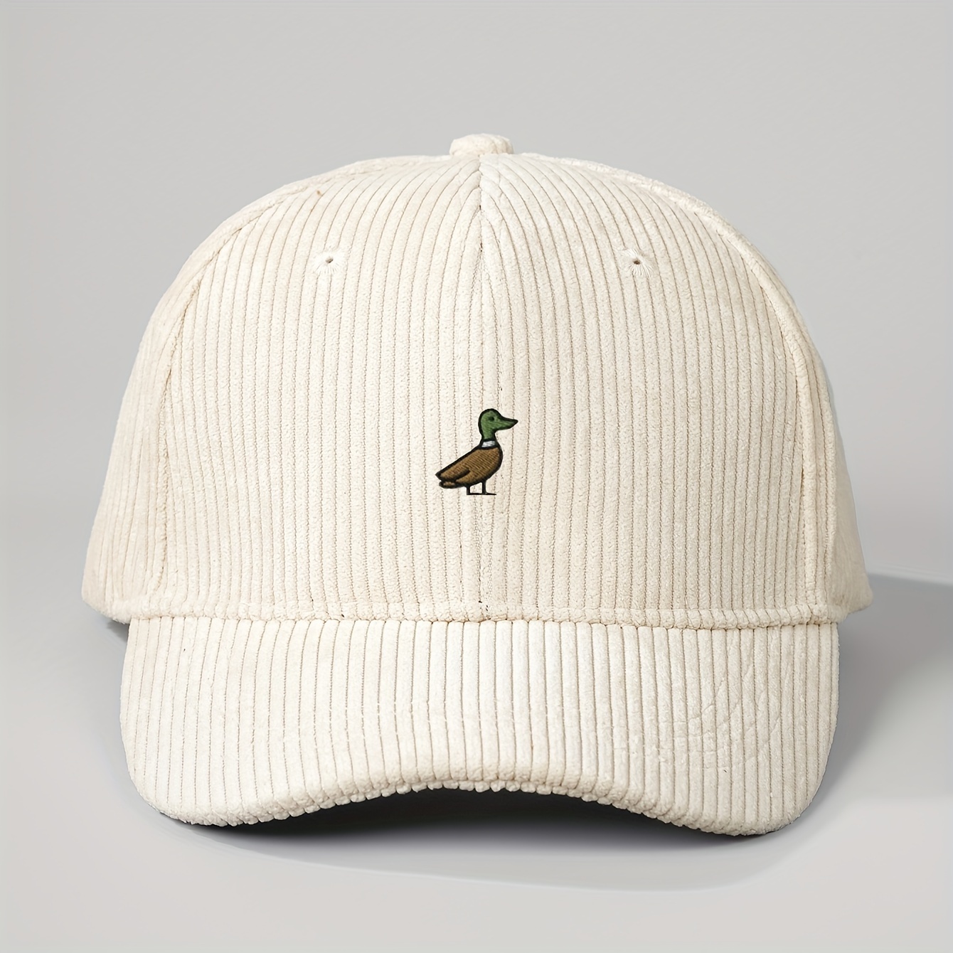 TEMU 1 Embroidered Mallard Duck Corduroy , Unisex Trucker Hat, Breathable Adjustable Golf For Women, Summer Fashion Curved Brim Y2k Couple's Hat