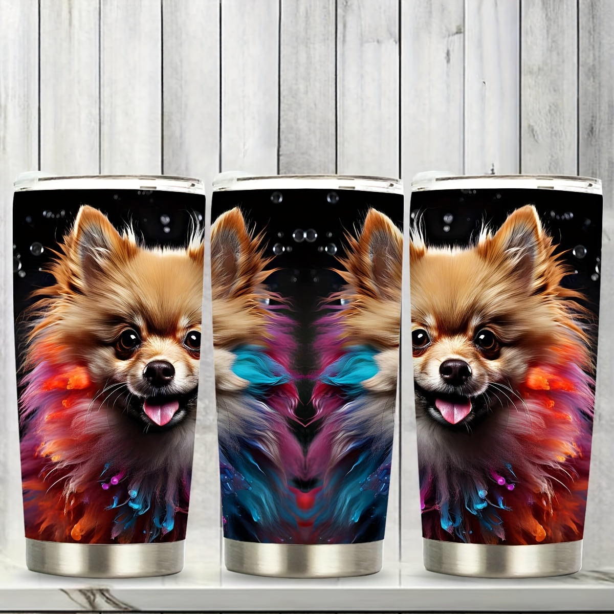 

20oz Insulated Stainless Steel With Lid - Pomeranian Design, Coffee & Travel, Reusable Party Mug, Ideal Gift