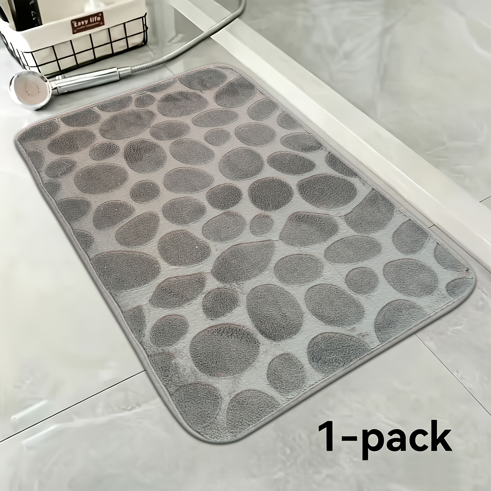 TEMU 1pc/2pcs Tapis de Bain en Mousse Mémoire, Tapis de Salle de -Doux, Tapis de Douche, Tapis de Sol pour Baignoire, Tapis de Buanderie, Tapis