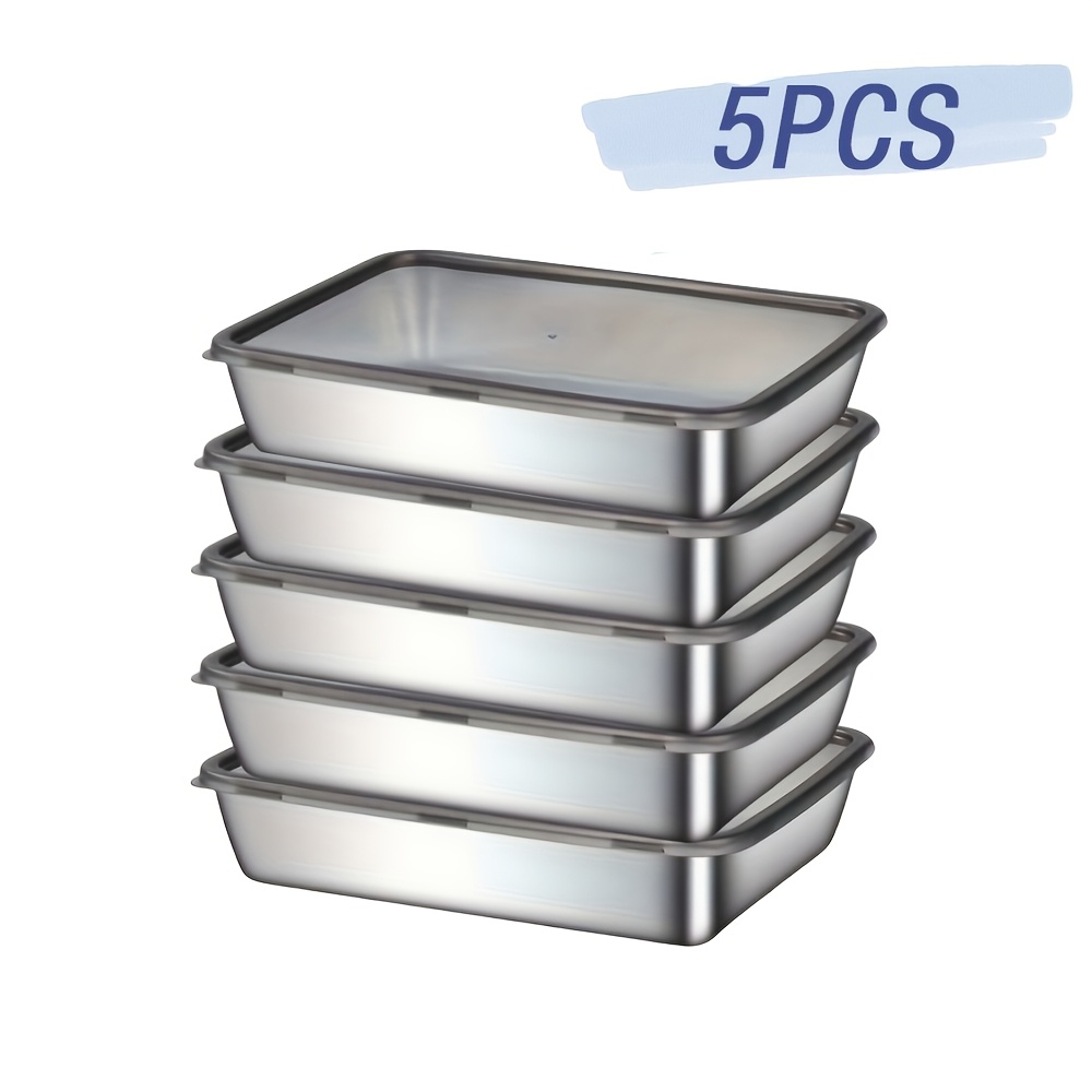 TEMU 5/7/8/10pcs Stainless Steel Food Storage Containers With Airtight Lids | Stackable, Suitable For Salad, Fruit, Fridge-friendly, Freezer-safe,