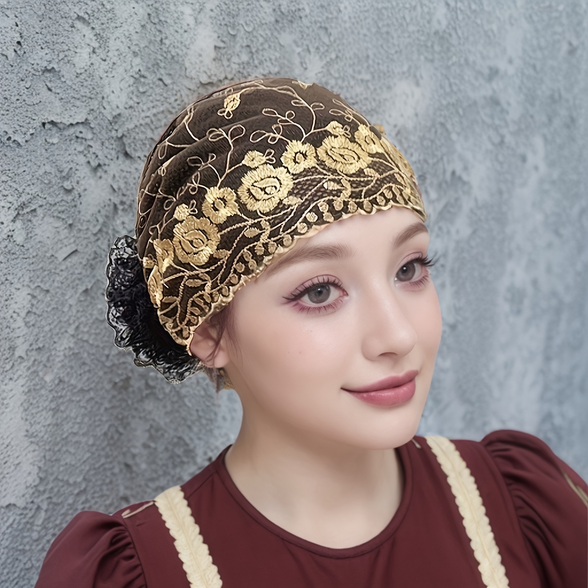 

Embroidered Turban Cap For Women - , Stretchy & Polyester Multiple