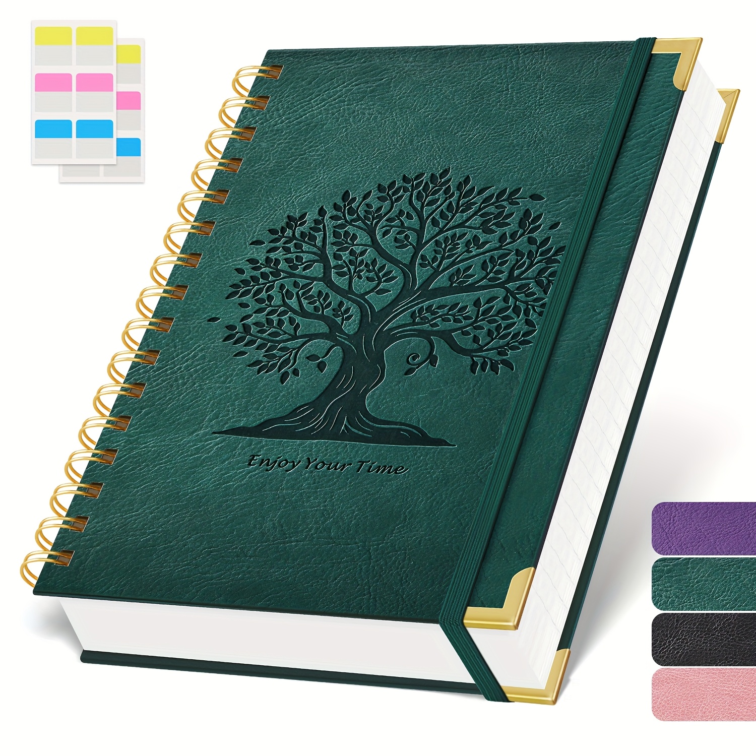 Image of A5 Spiral Journal Notebook For Women And Men, 300 Pages College Ruled Notebook With 100gsm Thick Paper, Hardcover Faux Leather Notepad For School Office Note Taking, 5.7 X 8.3 Inches, Back To School