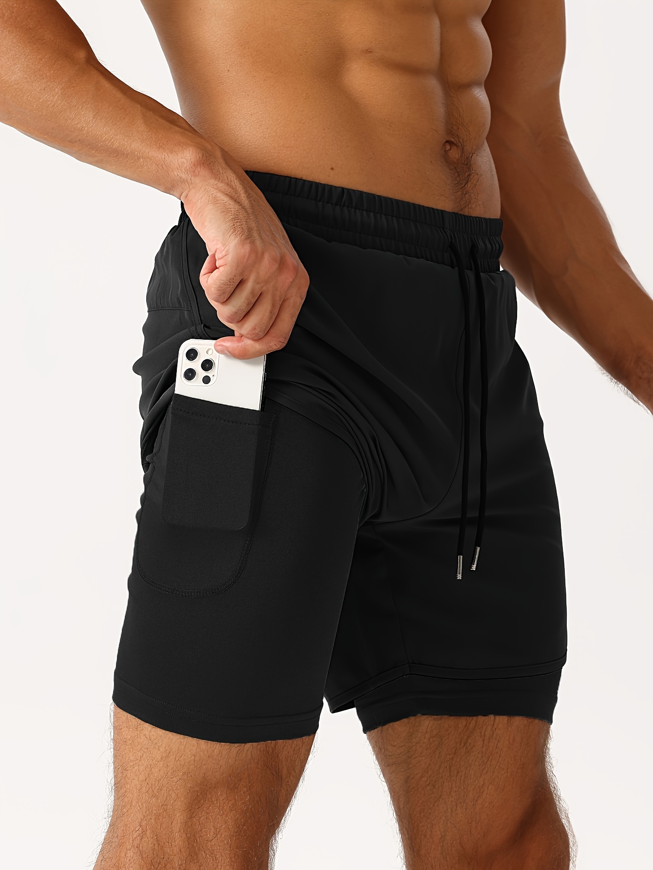 Men'S 2-In-1 Running And Fitness Shorts with a Zippered Back Pocket