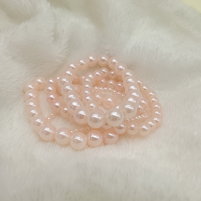 5pcs Acrylic Pearl Bracelet Set Vintage Beaded Stacking Jewelry