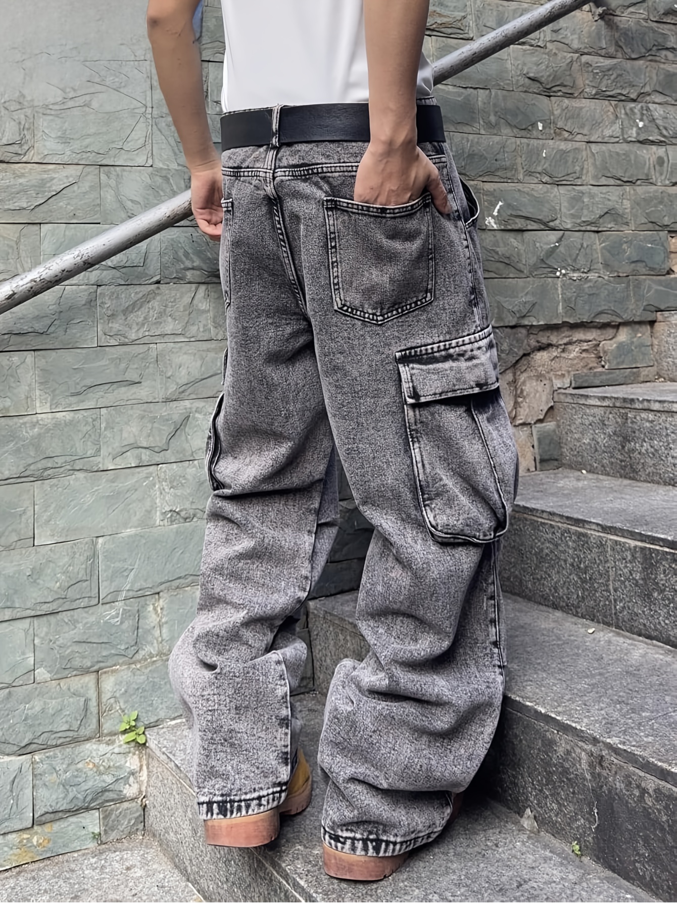 1pc mens baggy jeans wide leg cargo pants y2k jeans - Temu