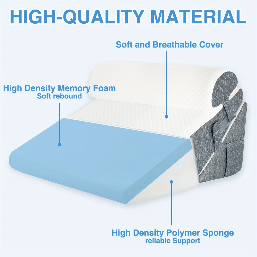 Wedge Pillow Headboard, 3pcs Orthopedic Bed Wedge Pillows Set for After Surgery, Adjustable Pillow Wedge for Acid Reflux&Back Relief, Sleeping, Back Pillow for Bed Sitting Up, White/Grey - Image 5