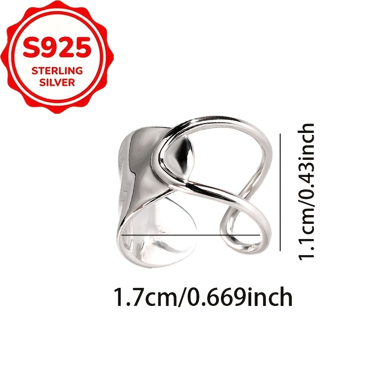 Women's S925 Silver Hollow-Out Irregular Open Ring, Elegant