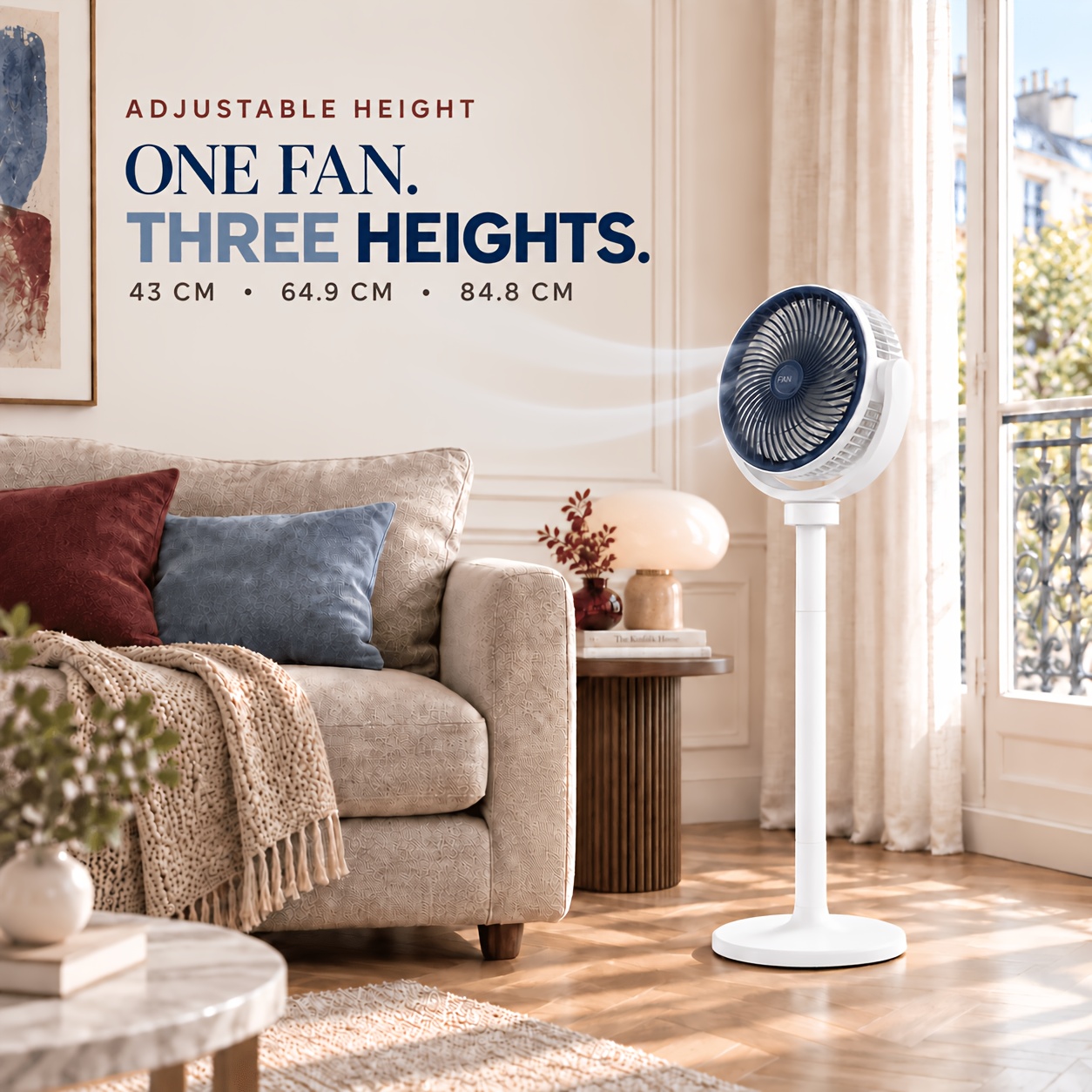 TEMU Air Circulation Fan, Three--adjustable Floor Fan, 360° Full-range Rotation, 5-speed Wind, Dual-use Table/floor Fan, Portable Electric Fan For